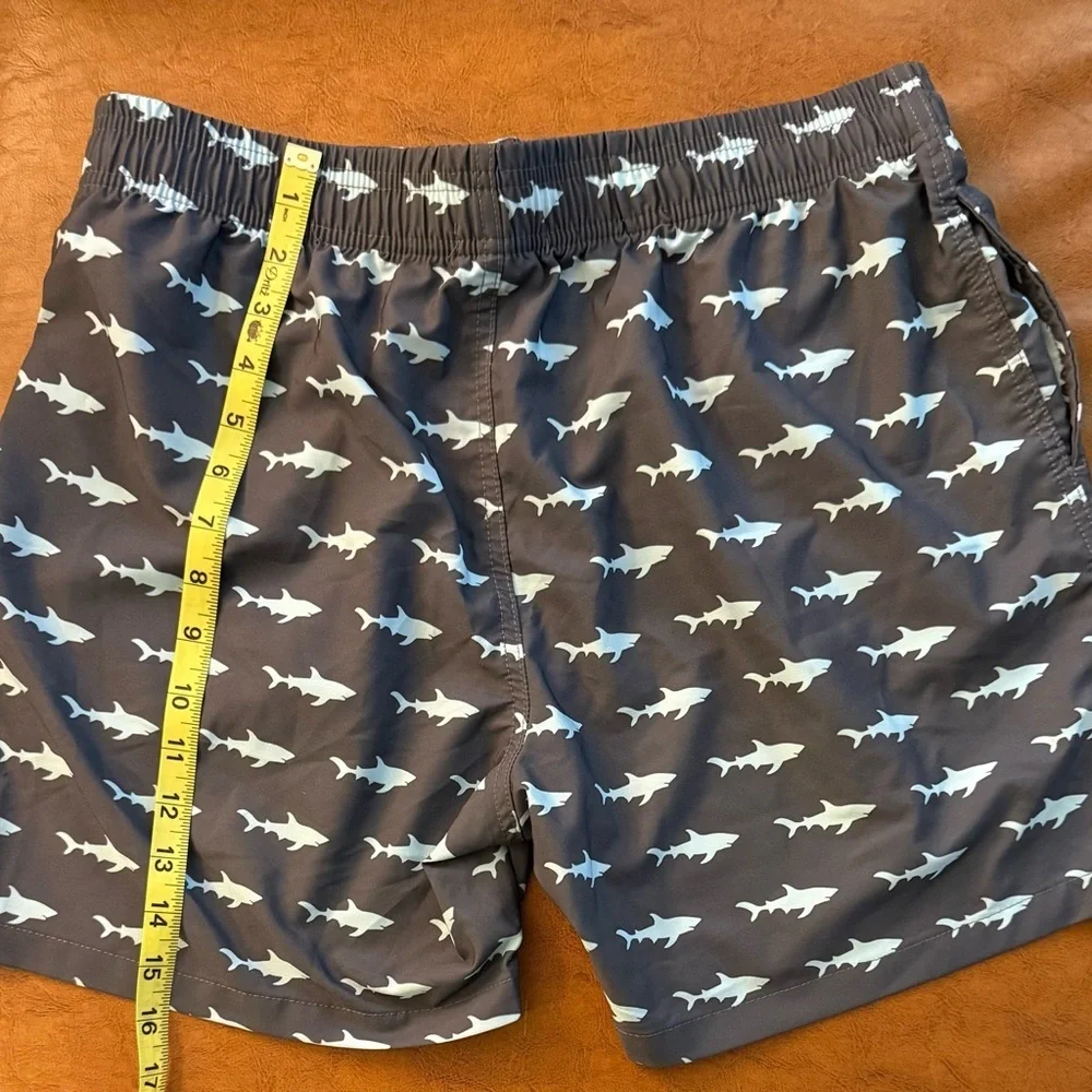 Men's Shark Print Swim Trunks Shorts - Blue Size Medium Summer Vacation Pool